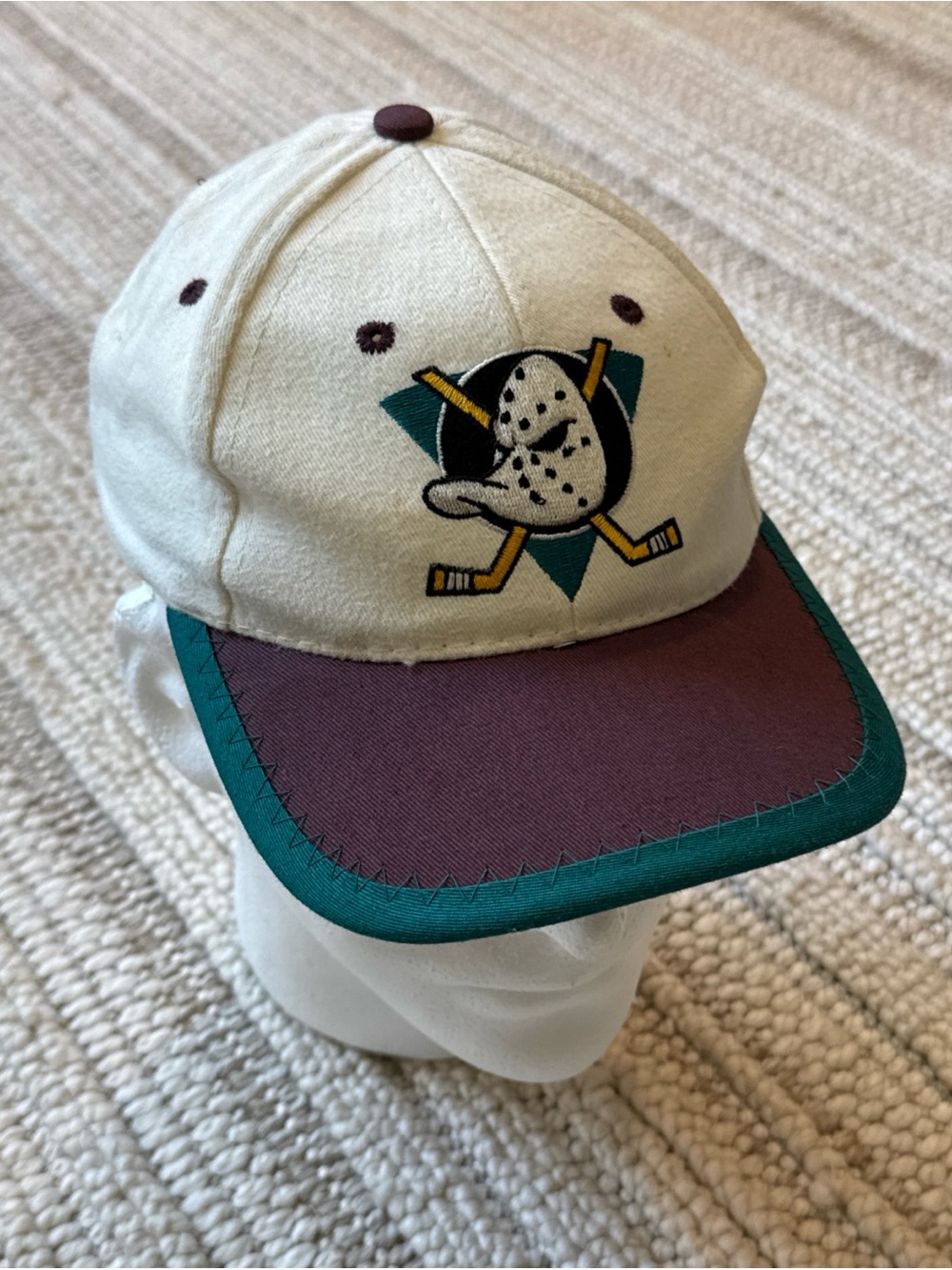 Vintage 90s Mighty Ducks Anaheim Juvenile Baseball Hat Cap NHL Hockey Kids Fresh